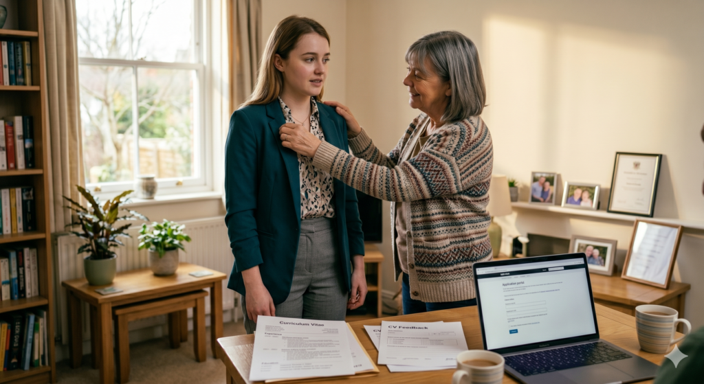 Woman helping foster adult to get a job